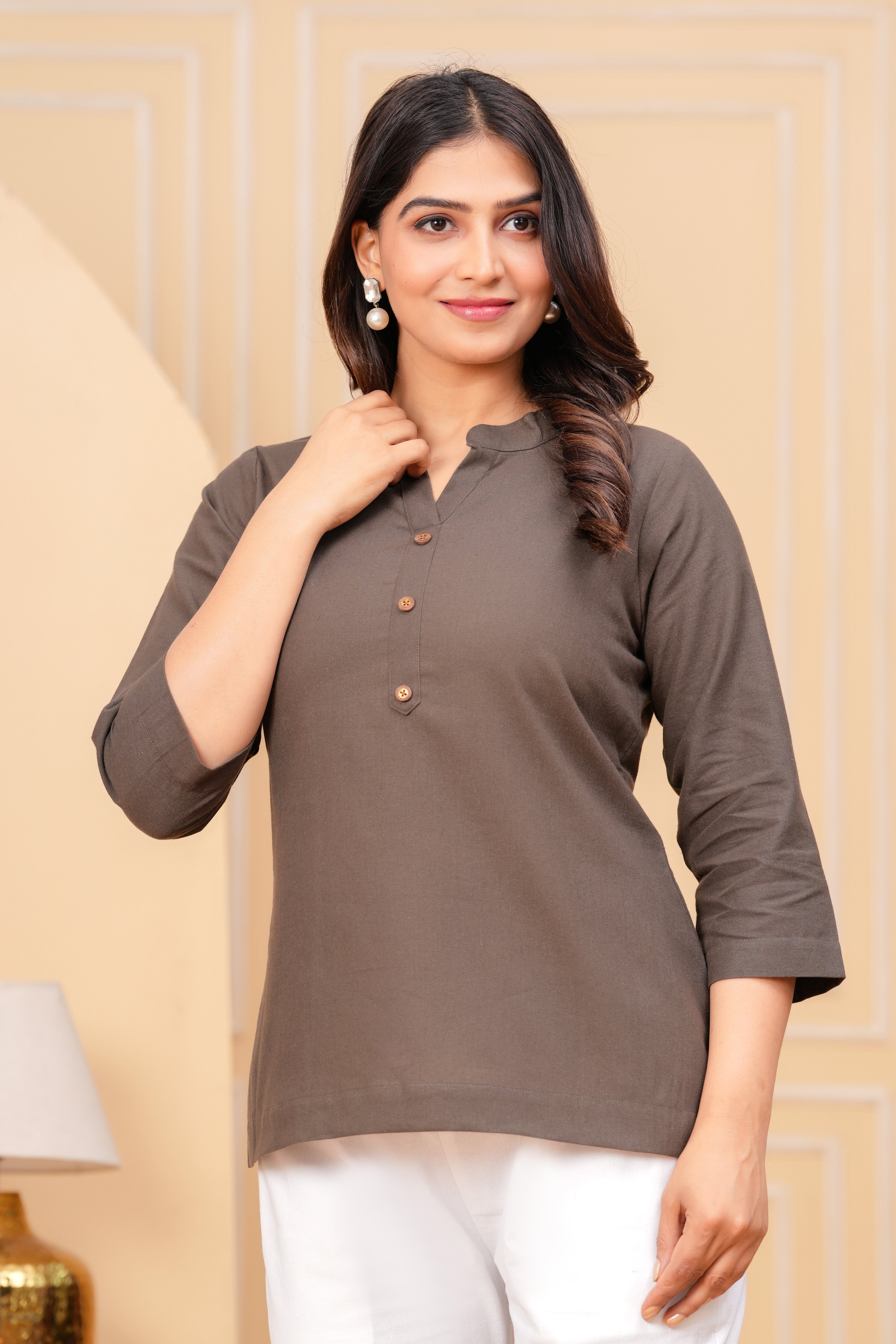 Linen Solid Short Kurta